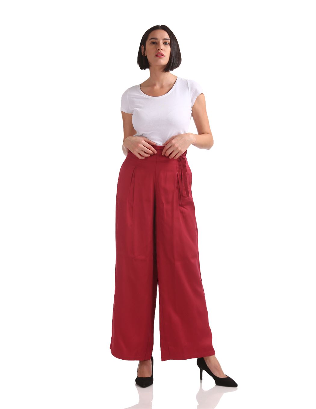 U.S. Polo Assn. Women Red Casual Wear Flared Pant